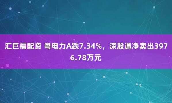 汇巨福配资 粤电力A跌7.34%，深股通净卖出3976.78万元